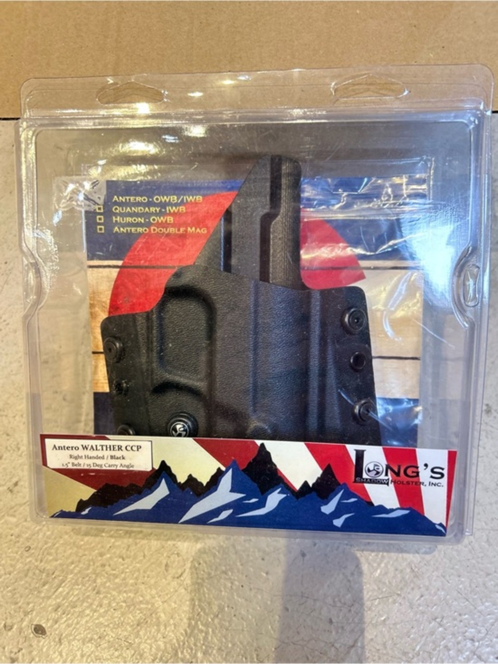 Long's Shadow Holster for Walther CCP — Black Kydex OWB/IWB